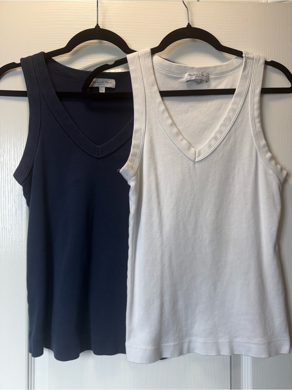 Michael Stars V-Neck Tank Tops - White & Navy